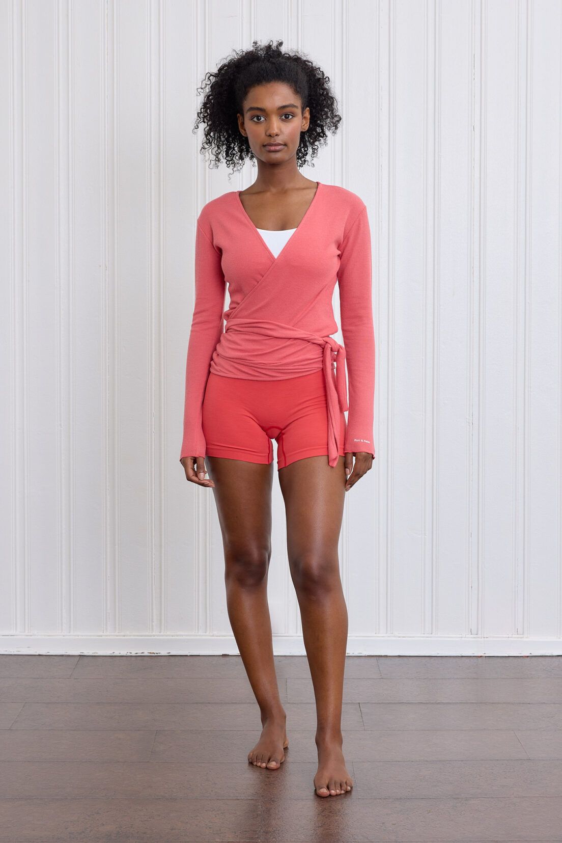 Basic Wrap Sweater Washed Red Front