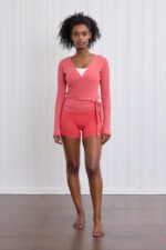 Basic Wrap Sweater Washed Red Front