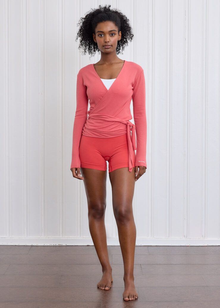 Basic Wrap Sweater, Washed Red