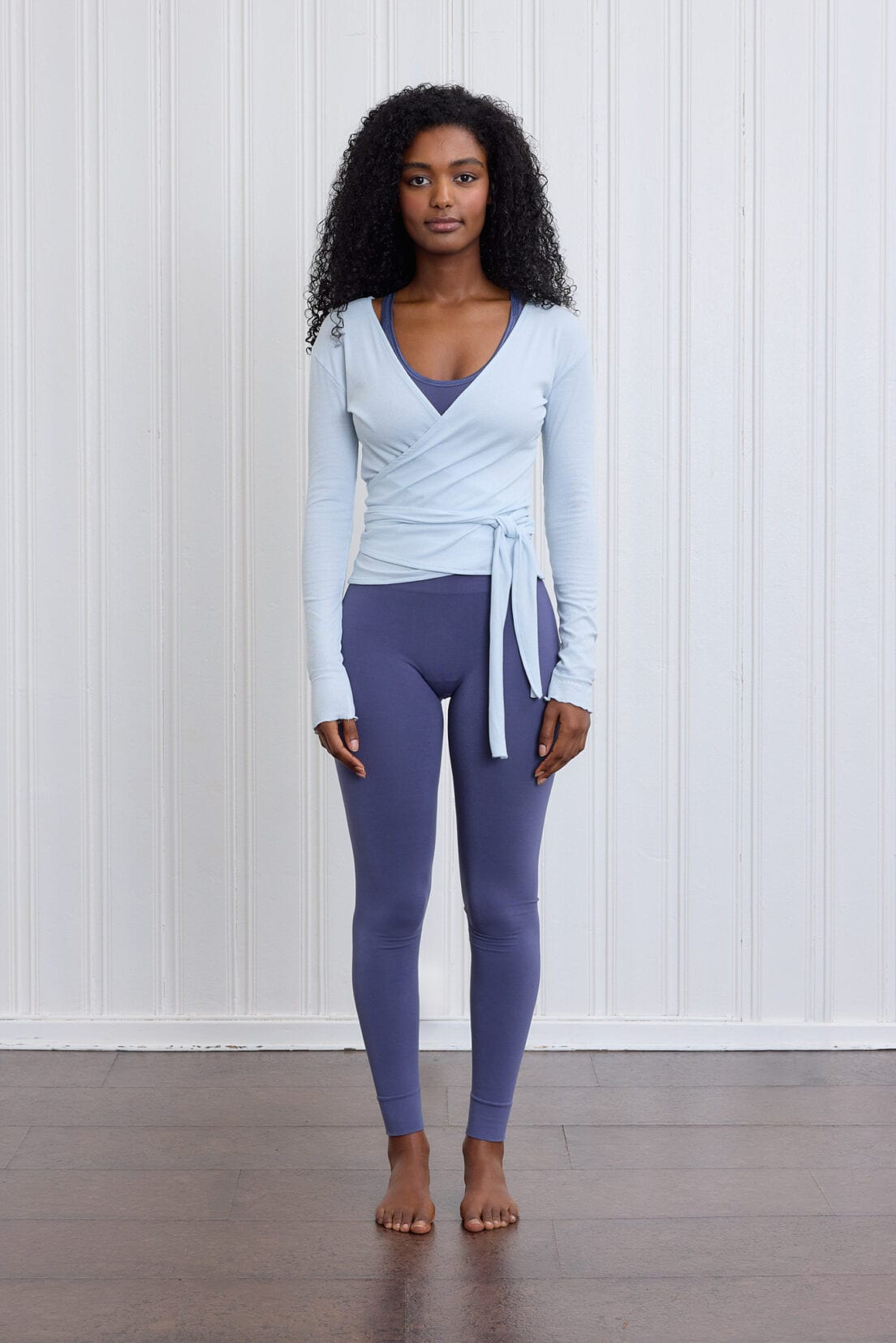 Basic Wrap Sweater Horizon Blue front