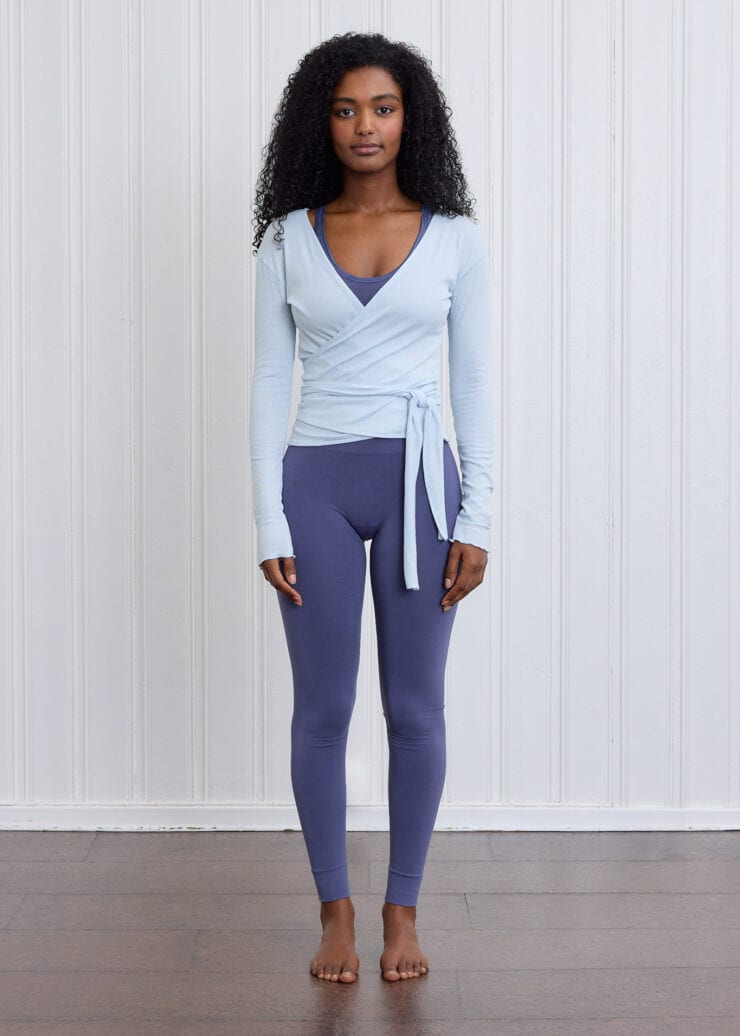Basic Wrap Sweater, Horizon Blue