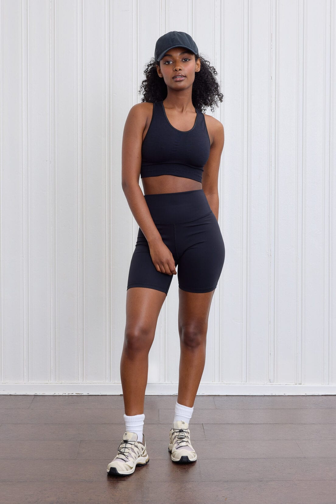 Soft sculpt biker shorts beautiful black front