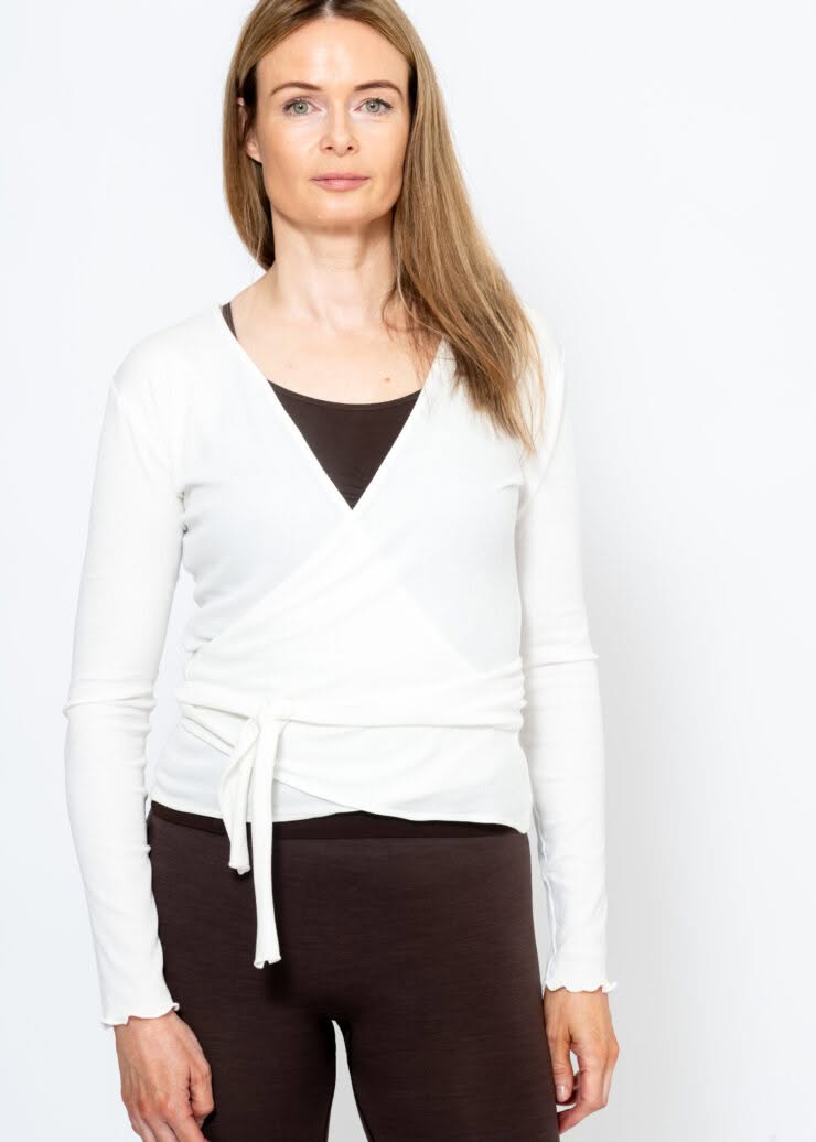 Basic Wrap Sweater, Pure White