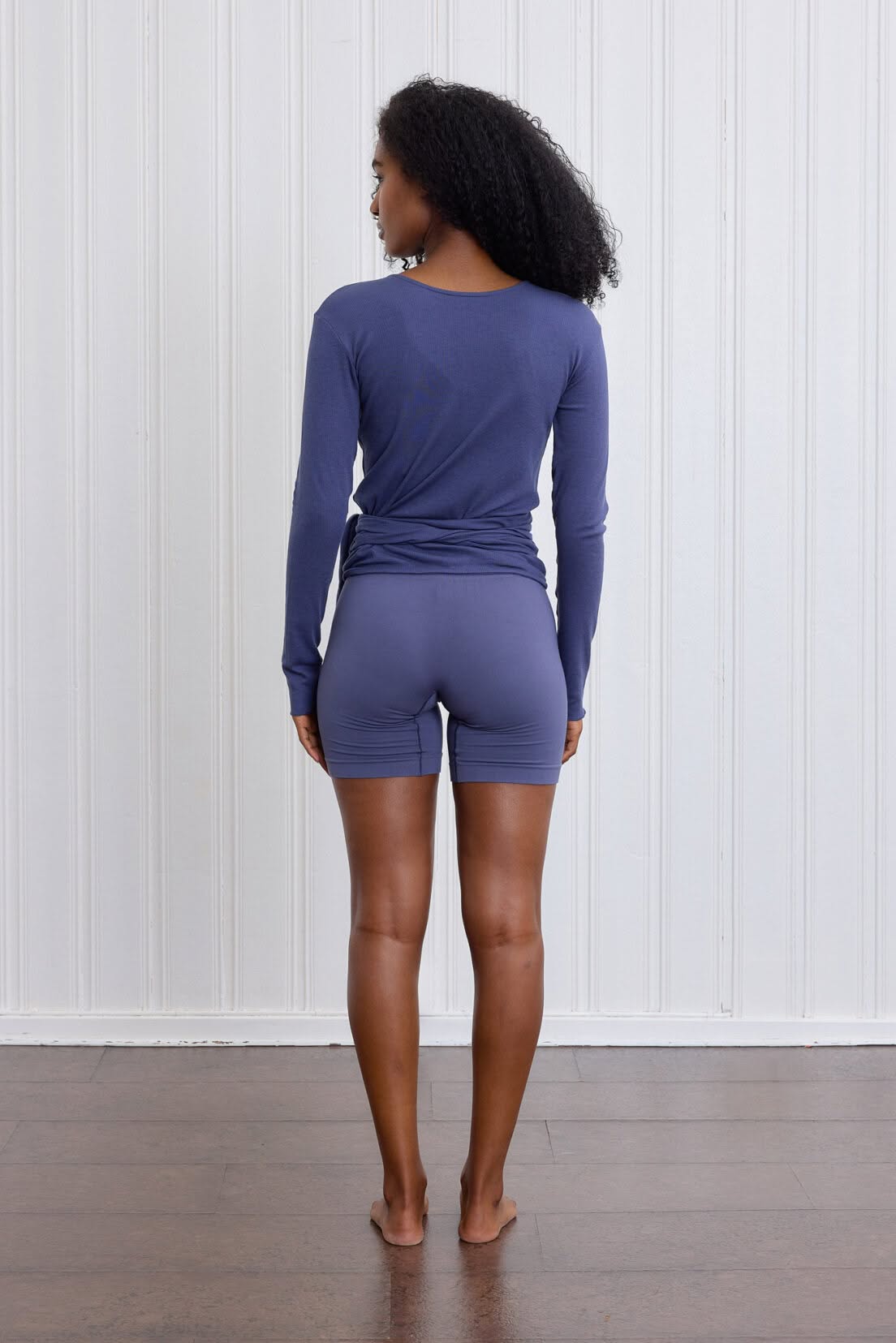 Basic Wrap Sweater Washed Blue back